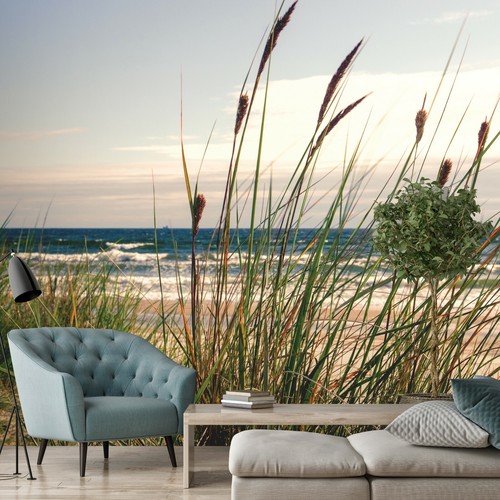 Fototapete strand meer gras - fototapete,