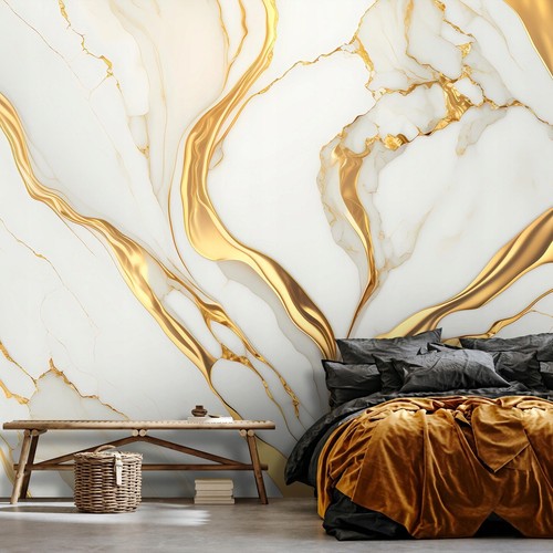 Fototapete marmor grau golden - marmor,