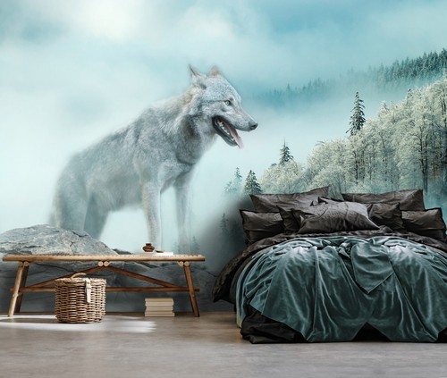 Fototapete wolf wald - wolf,