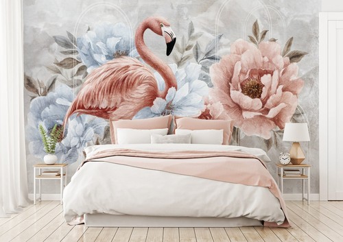 Fototapete blumen flamingo - blumen,